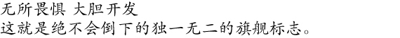 无所畏惧 大胆开发 这就是绝不会倒下的独一无二的旗舰标志。